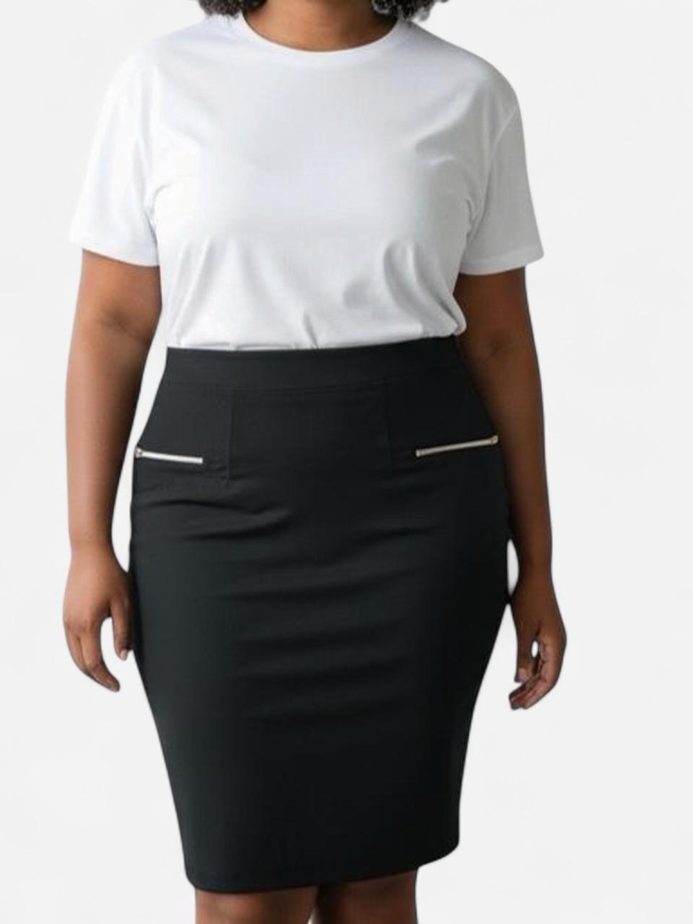 y2k Plus Size Rouge Black Zipper Pencil Wiggle Skirt sz 2x